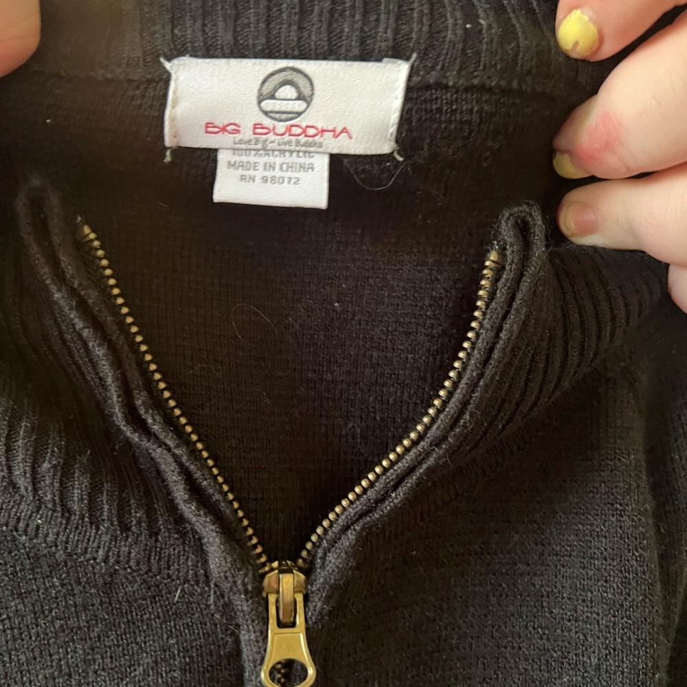 Big Buddha Black Half-Zip Knit Pullover
